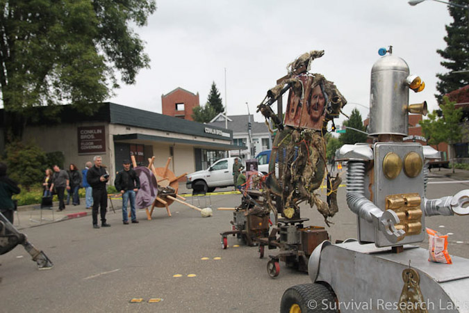 Greg practices driving the Dual Mules around