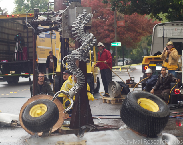 Capsized Blender Bot and Spine Robot + SRL crew